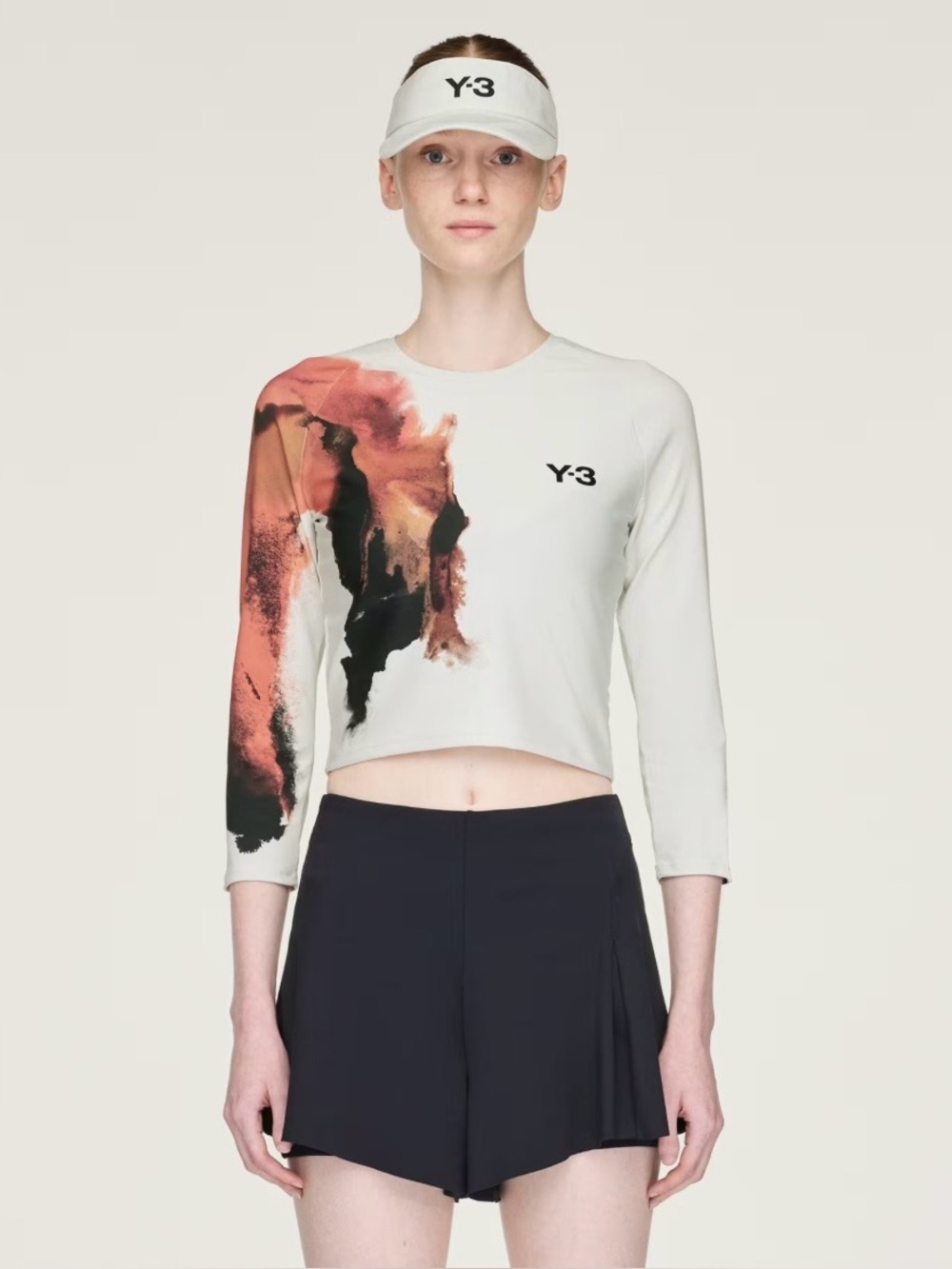 NWT Adidas Y-3 Yohji Yamamoto Women Long Sleeve Tennis Graphic Crop Top Shirt  M